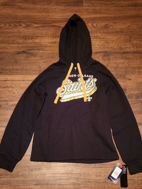 Women New Orleans Saints Black Hoodie with Gold Accents